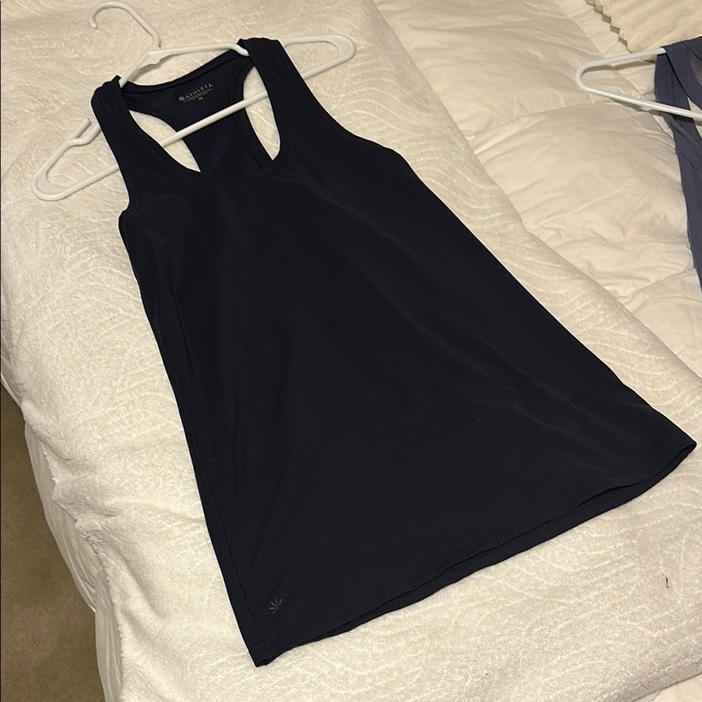 Like new. Athleta Navy racer tank navy blue. Medium.